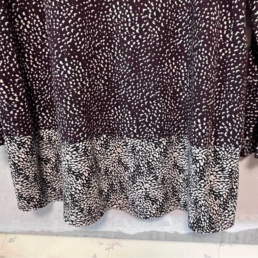 J. Jill Tunic Top Abstract Plum Purple Colorblock‎ Long Sleeve Size XL Stretch - Picture 9 of 14